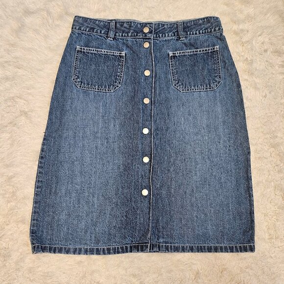 Vintage Tommy Hilfiger Y2K Women's Blue Buttons Up Denim Skirt Size 6 - Picture 2 of 7
